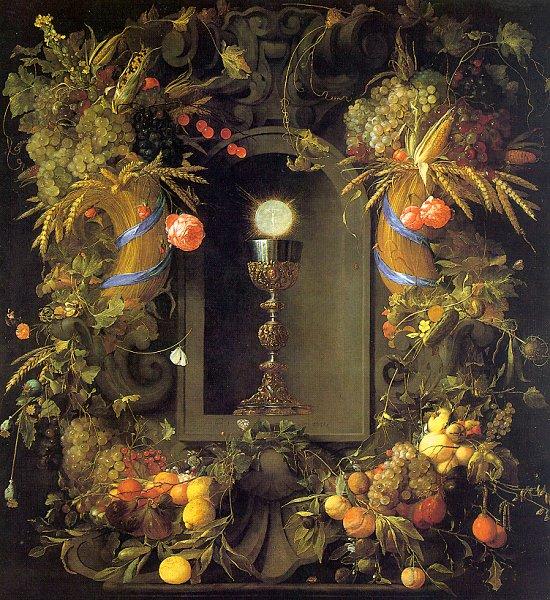 Jan Davidz de Heem Eucharist in a Fruit Wreath Sweden oil painting art